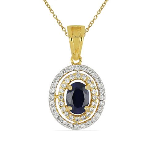 CHAIN IS NOT THE PART OF PRODUCT.  SHARE:   14K GOLD NATURAL BLUE SAPPHIRE GEMSTONE HALO PENDANT WITH WHITE DIAMOND